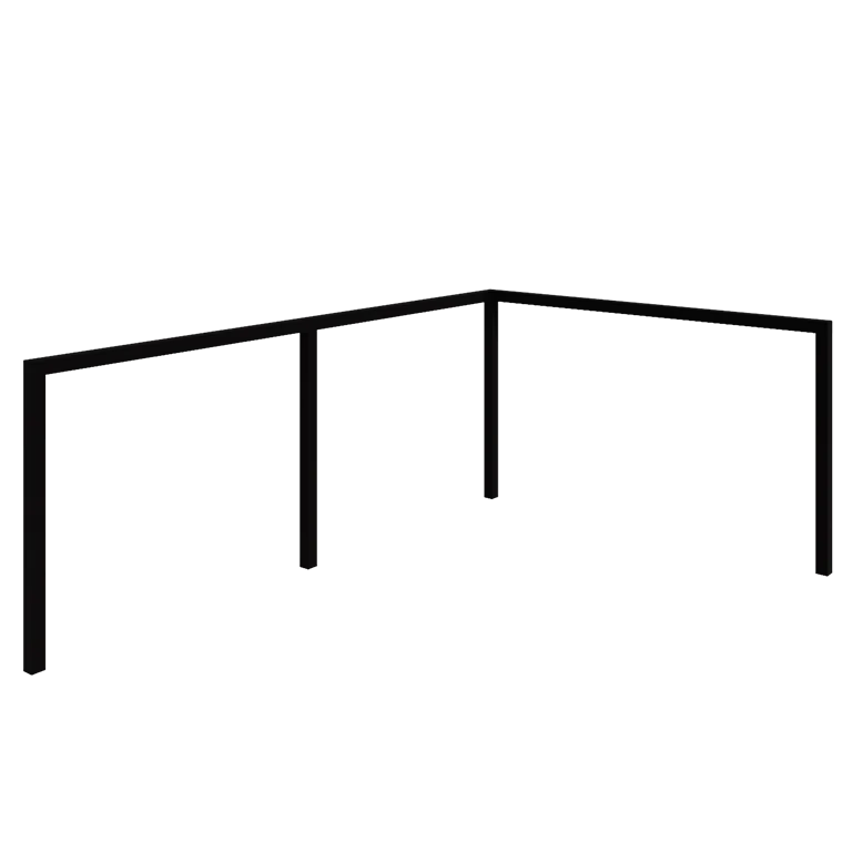 Πέργκολα από χάλυβα - Γωνία - 600 x 412 x 230 cm - RAL9005 ματ (μαύρο) - Χωρίς βάση από σκυρόδεμα