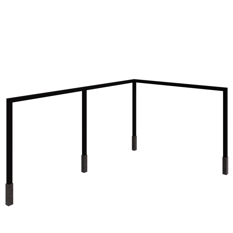 Πέργκολα από χάλυβα - Γωνία - 600 x 412 x 230 cm - RAL9005 ματ (μαύρο) - Με βάση από σκυρόδεμα