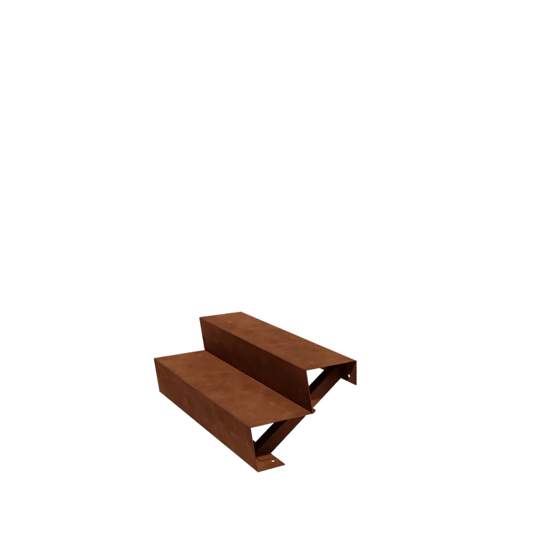 Σκάλα κήπου από χάλυβα Corten - 2-σκαλοπάτι - 48 x 100 x 34 cm