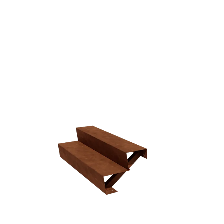 Σκάλα κήπου από χάλυβα Corten - 2-σκαλοπάτι - 48 x 120 x 34 cm