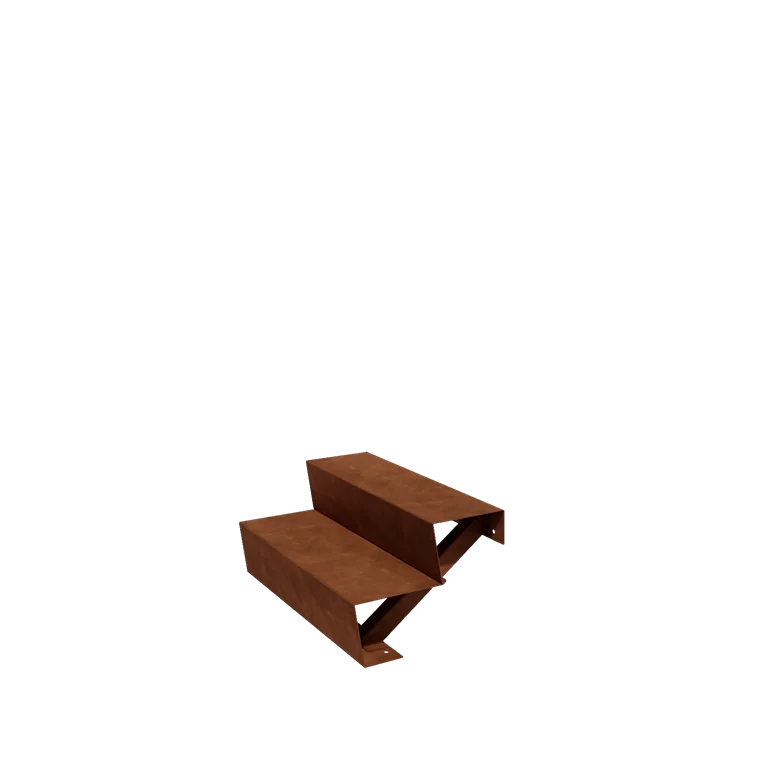 Σκάλα κήπου από χάλυβα Corten - 2-σκαλοπάτι - 48 x 80 x 34 cm