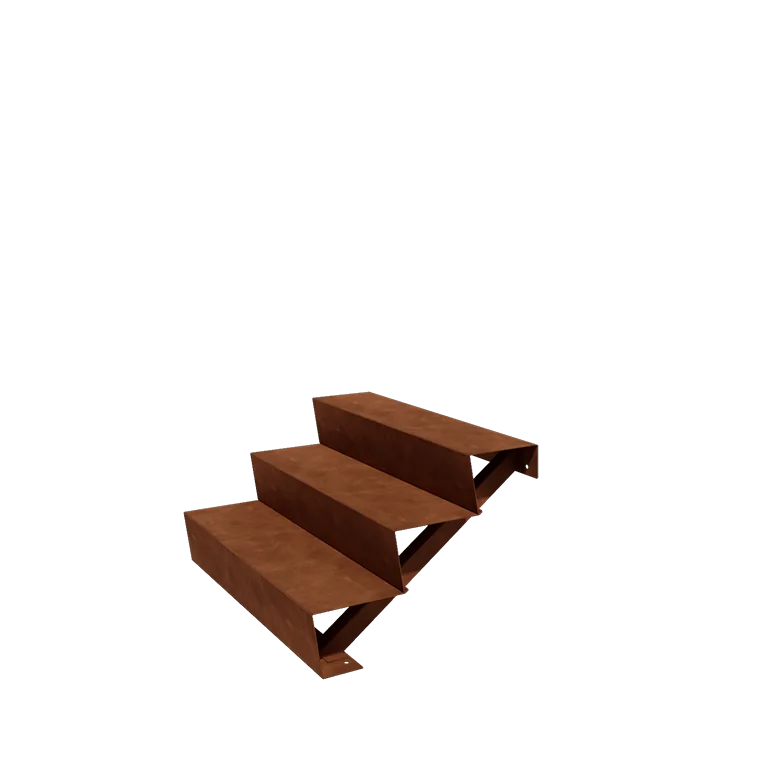 Σκάλα κήπου από χάλυβα Corten - 3-σκαλοπάτι - 72 x 100 x 51 cm
