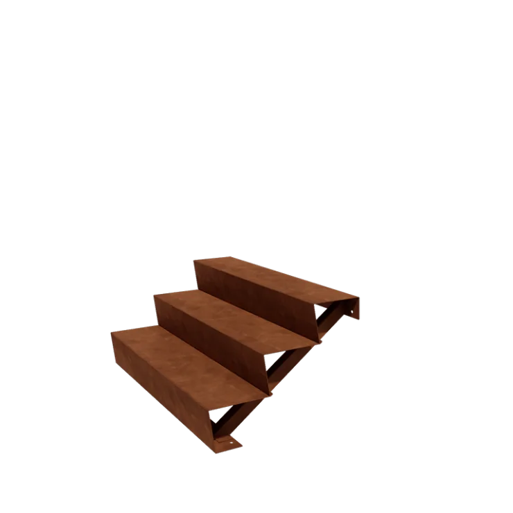 Σκάλα κήπου από χάλυβα Corten - 3-σκαλοπάτι - 72 x 120 x 51 cm