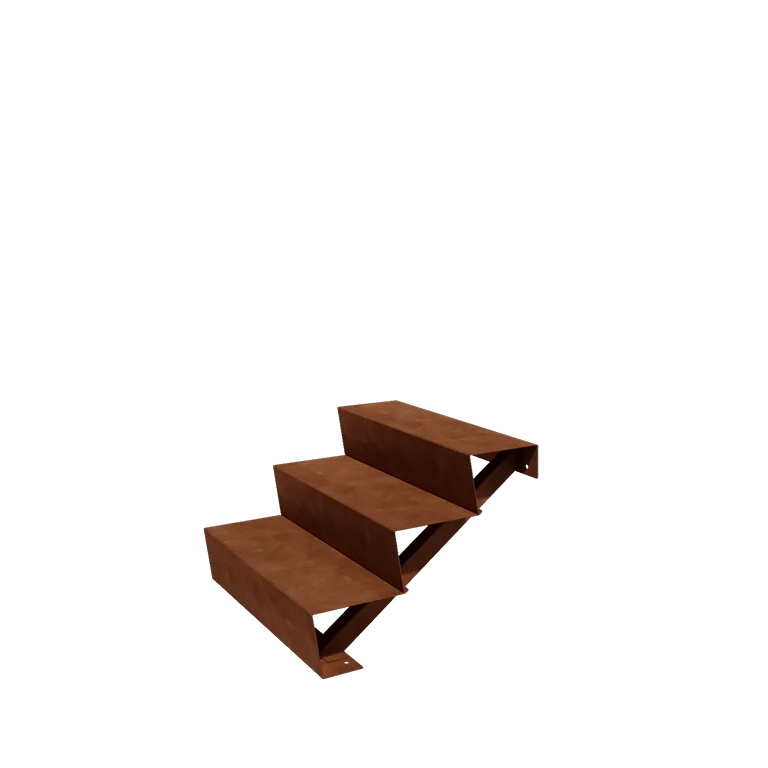 Σκάλα κήπου από χάλυβα Corten - 3-σκαλοπάτι - 72 x 80 x 51 cm