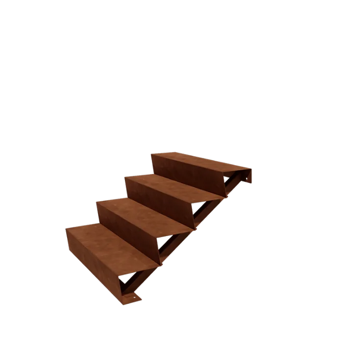Σκάλα κήπου από χάλυβα Corten - 4-σκαλοπάτι - 96 x 100 x 68 cm