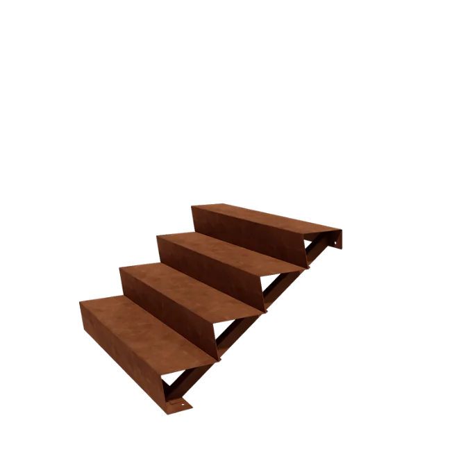 Σκάλα κήπου από χάλυβα Corten - 4-σκαλοπάτι - 96 x 120 x 68 cm