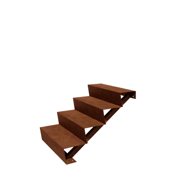 Σκάλα κήπου από χάλυβα Corten - 4-σκαλοπάτι - 96 x 80 x 68 cm