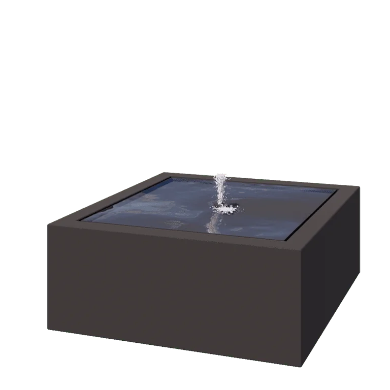 Συντριβάνι από αλουμίνιο - Lyra - 100 x 100 x 40 cm - RAL7016 ματ (ανθρακί γκρι) - Με LED φωτισμό